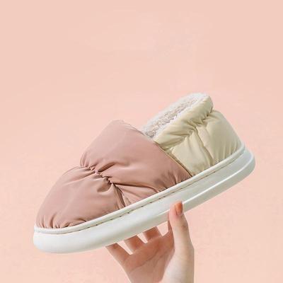 Зимние хлопковые тапочки, непромокаемая нескользящая домашняя обувь, теплая хлопковая обувь с толстой подошвой.
