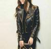 HOT Sexy Black Modern Motorcycle Genuine Lambskin Casual Leather Jacket Women's