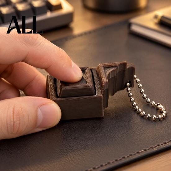 Student Fidget Toy 3D Printed Chocolate Clicker Toy, Decompression Button Keychain Pendant with Bag Charm Bead Chain, Stress Relief Clicky for