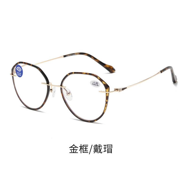 Large-frame Reading Glasses Large-frame Reading Glasses for Women with Myopia, Prescription Vintage Artistic Round Frame Bare Face Reading Glasses