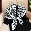 Women Spain Brand Design Scarf Fashion Leopard Zebra Silk Scarves Square Small Handkerchief Neck Snood Bag Hijab Snood 90*90Cm