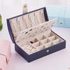 Travel Jewelry Box Organizer for Necklace Ring Ear Studs 2 Layer White