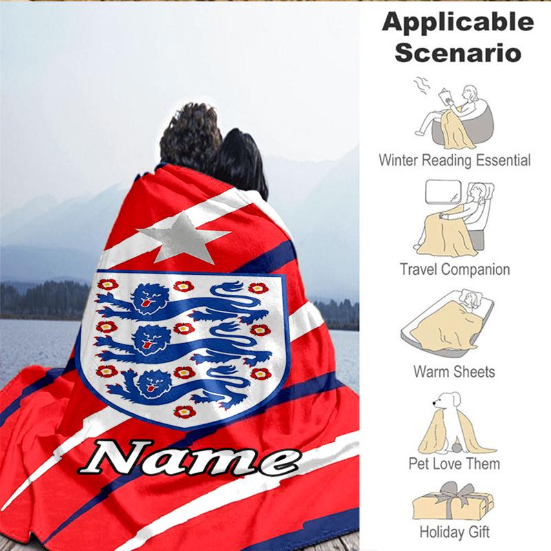 Custom Name England Football Crest Blanket Lightweight Ideal Bedding Blanket Perfect for Travel, Camping, Living Rooms, Sofas, Christmas gift