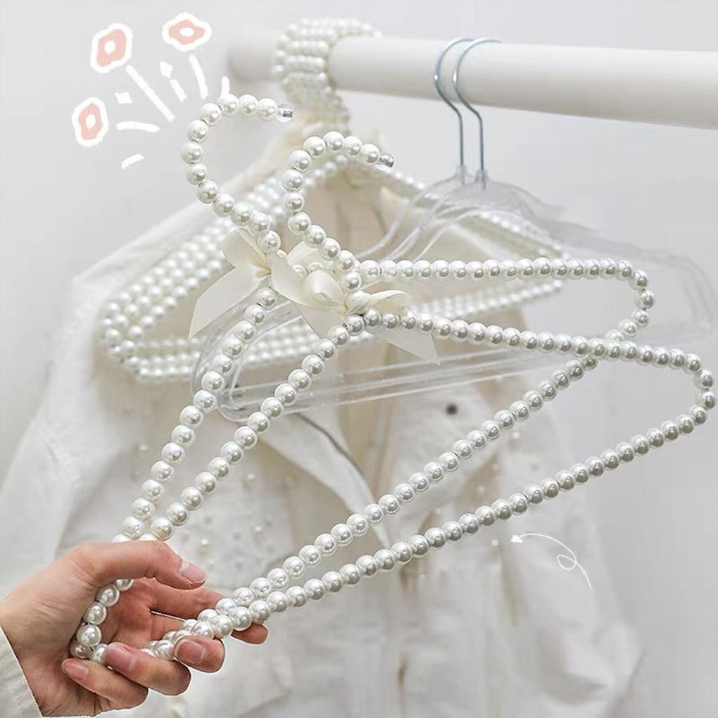 Элегантный пластиковый органайзер для одежды с жемчужными акцентами, вешалка для свадебного платья, вешалка для одежды с жемчужными вставками