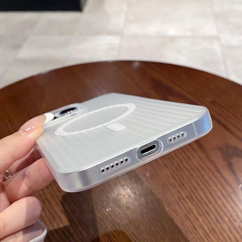 Простой гофрированный прозрачный тонкий чехол для телефона iPhone 16 Pro 15 Pro Max 14 13 12 11 для MagSafe Magnetic Shockproof Soft Silicone Bumper Cover