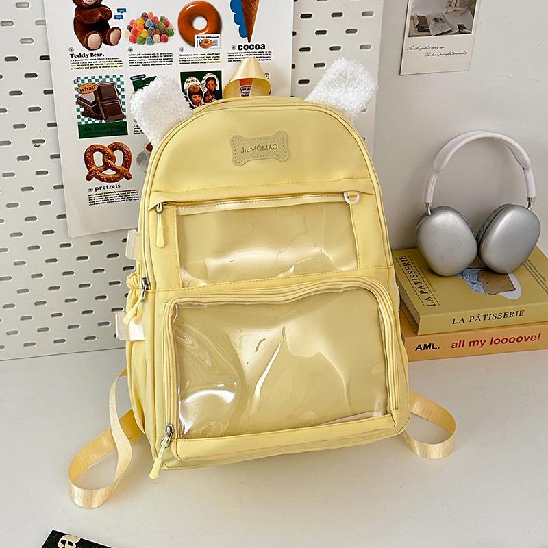 Japanese Small Fresh Cute Puppy Backpack High Value Girl Transparent Pain Bag High Capacity Backpack for Junior and Senior High School Students