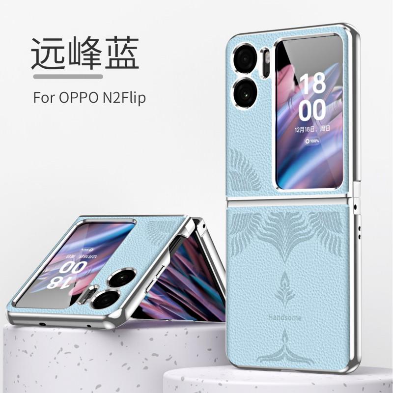 Premium Faux Leather Case OPPO Find N2 Flip Full Coverage Electroplated Embossed Design Shockproof Scratch Resistant