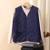 Women's Slim Wool Quilted Diamond Vest, Light and Warm for Autumn/Winter (White)