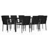 VidaXL Garden Dining Set 9 Pcs Cushions Resin Wicker Steel 3186968
