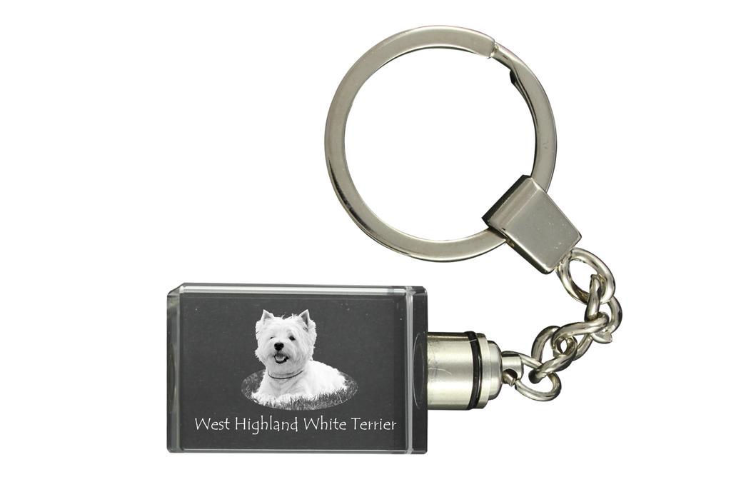 West Highland White Terrier, Westie, Westy – Crystal key ring with dog photo, illuminated key ring | Art-Dog