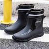 Fashion Men Rain Boots Chef Shoes Fishing Shoes Casual Waterproof Comfortable Fashion Non-slip Strong Wear-resistant Trend Large Size