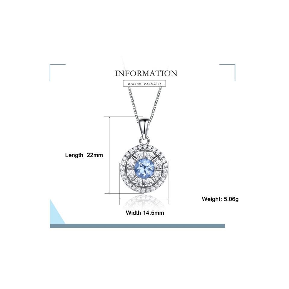 Umcho Ожерелье с кулоном синего цвета в виде листа, драгоценный камень для девушки, подарок, изысканные ювелирные изделия