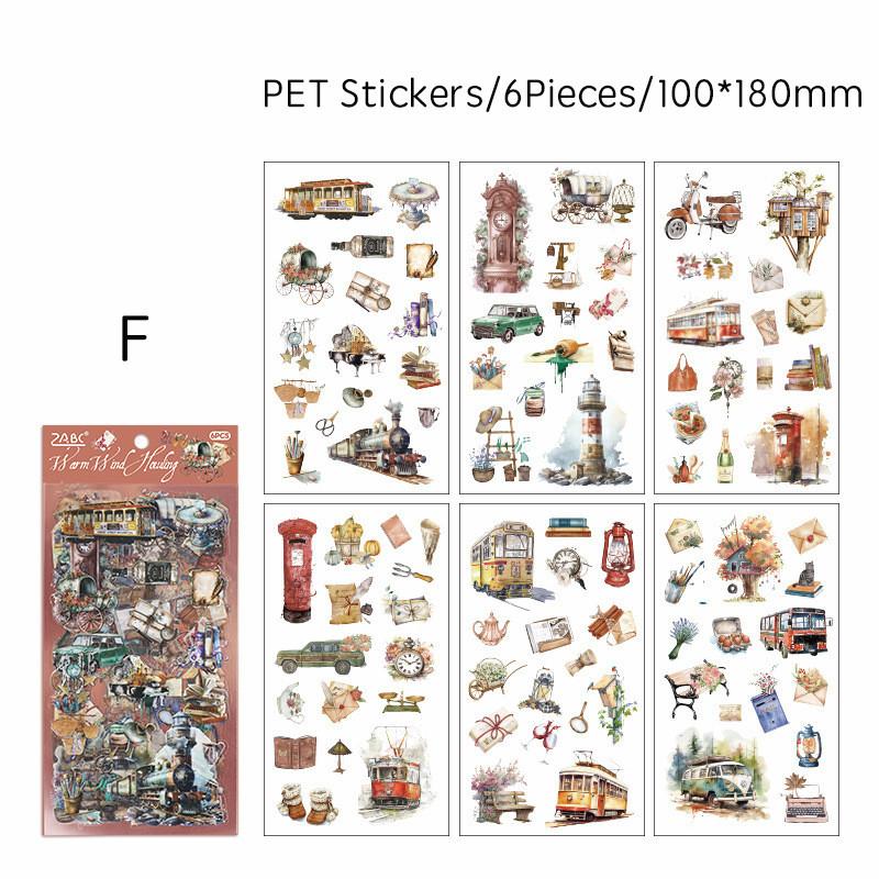 6 шт. Литературные ретро наклейки PET Материалы DIY Скрапбукинг Арт Коллаж Канцелярские принадлежности Планировщик Декор Наклейки для дневника