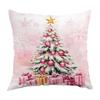 Pink Christmas Throw Pillow Cover Linen Holiday Decoration Living Room Sofa Cushion Cover Cushion Cover Car Decoration