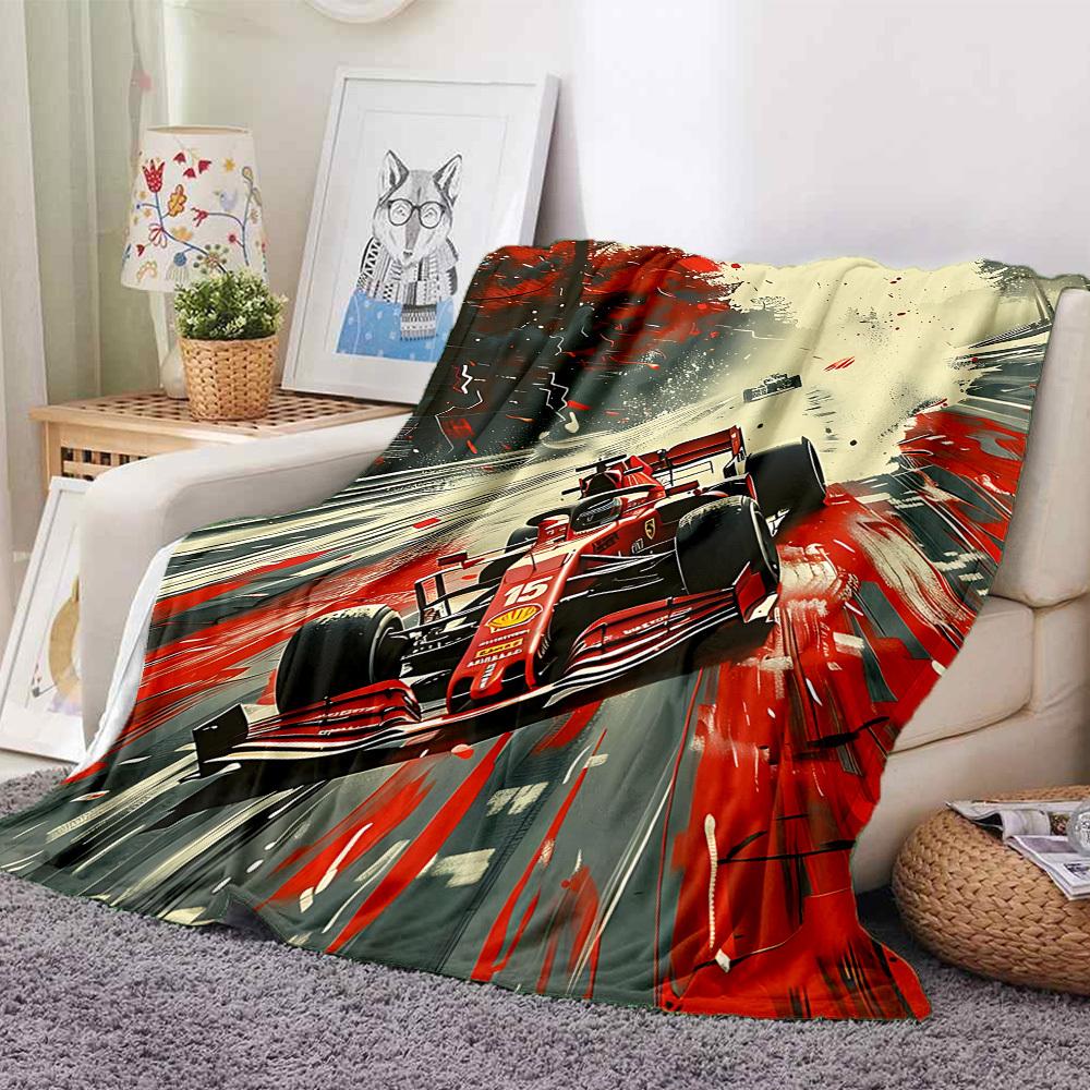 1 шт. Гоночная Формула-1 Фланелевое Пледное Одеяло HD Печать Легкое Мягкое Теплое Всесезонное Одеяло для Дивана, Кровати, Путешествий, Кемпинга Машинная Стирка