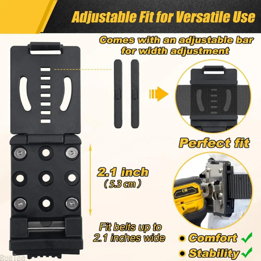 Belt Drill Bit Bracket for Impact Drills Nail Guns Dual Locking Clip Power Holder with Hook Quick Access Home Installation Tools