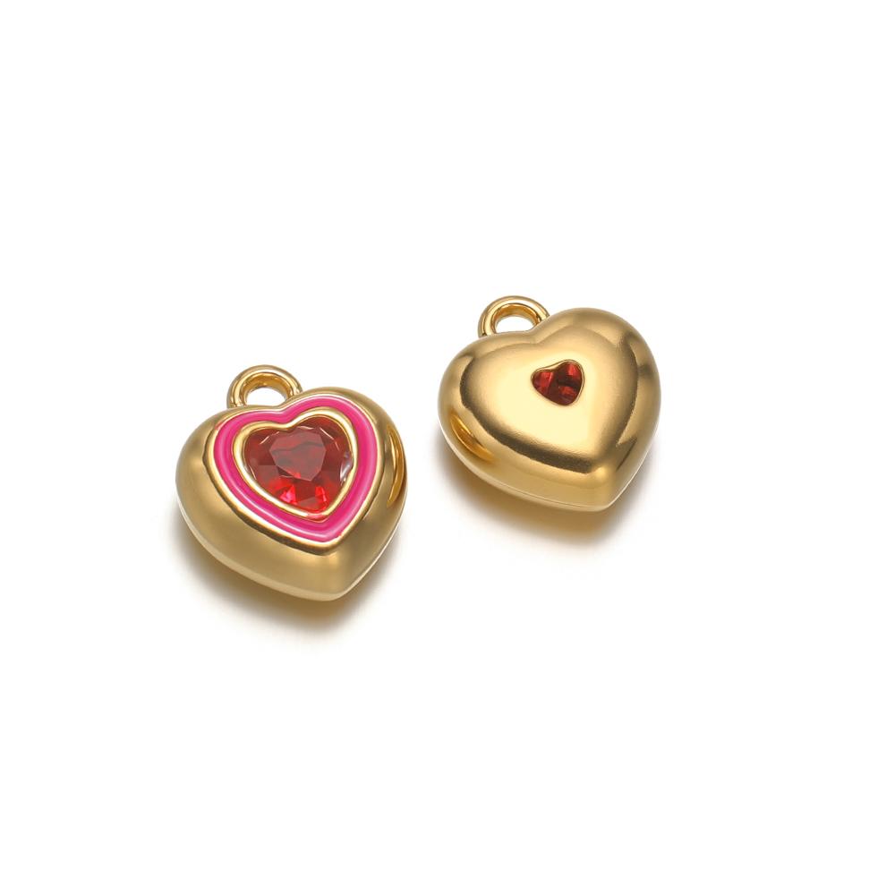 4pcs Stainless Steel Enamel Heart Zirconia Charms for DIY Jewelry Findings Necklace Pendants Bracelet Supplies Earrings Making