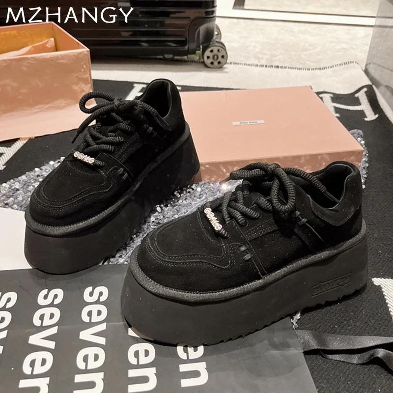 Женские кроссовки на платформе, повседневные ботильоны на плоской подошве, женская модная спортивная обувь 2024 года, зимние новые туфли-лоферы, Mujer Zapatillas