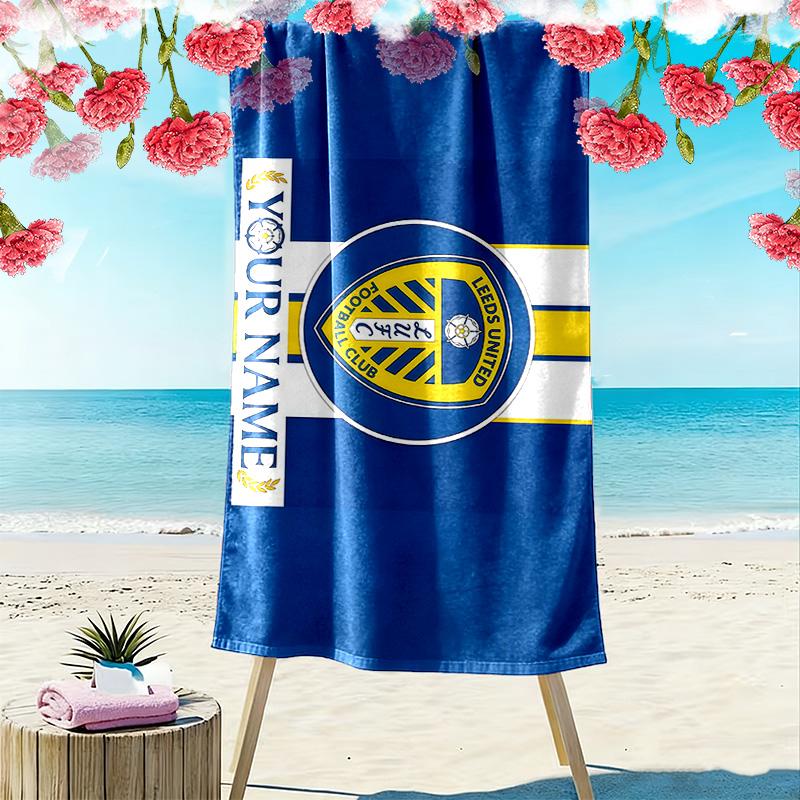 Leeds United FC Print Beach Towel, Large Soft Quick Dry Towel for Beach Camping Swimming