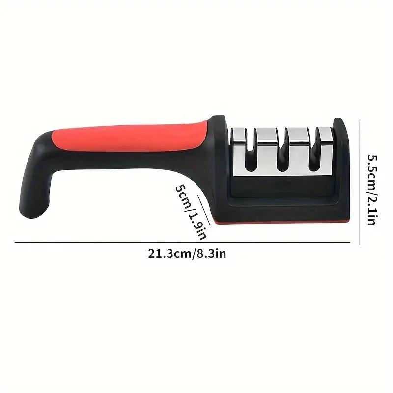 Kitchen 3 Segment Knife Sharpener Household Multi-Functional Hand-Held 3 Purpose Black Sharpening Stone Kitchen Knives Gadget