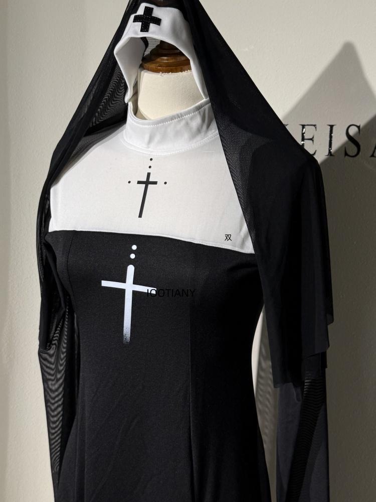 Хэллоуин Милое Женское Аниме Костюм Монахини Ролевая Игра Костюмы для Выступлений Сексуальное Женское Карнавальное Платье Костюм Сестры Новый