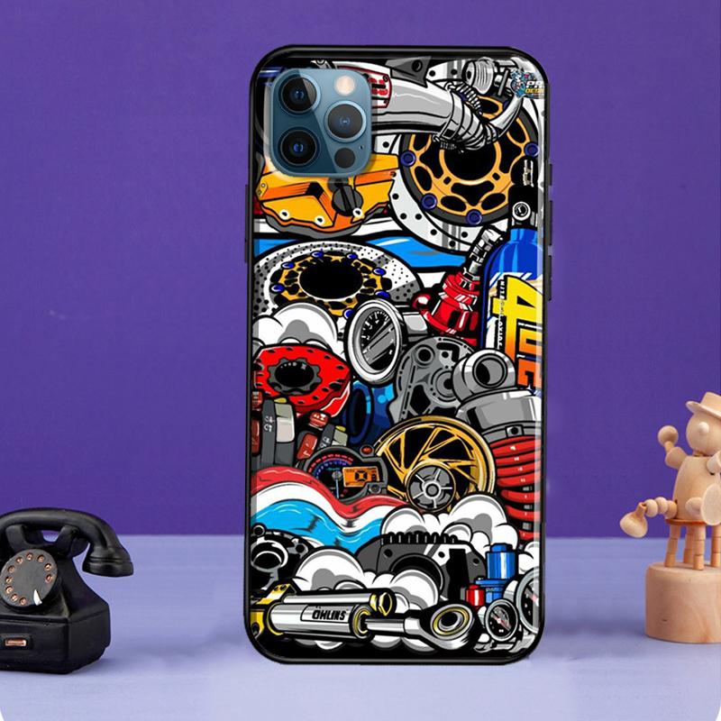 Автомобильные запасные части, чехол для двигателя автомобиля для iPhone 13 11 14 Pro Max 12 mini, полный чехол для iPhone XR XS Max X 7 8 Plus SE 2020
