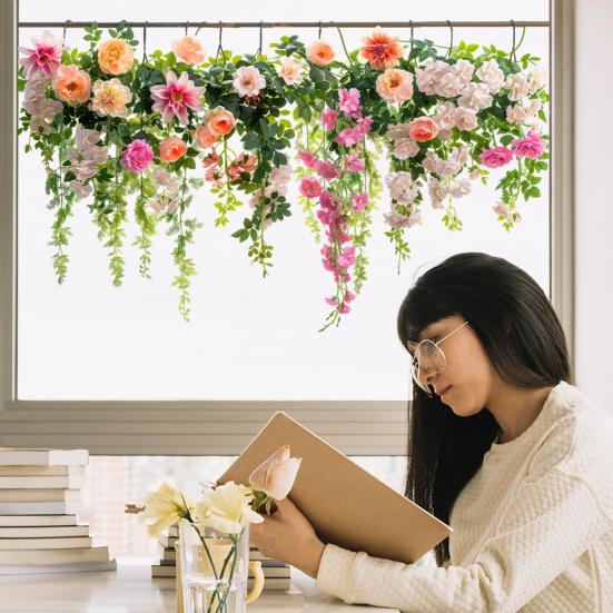 Colorful Floral Window Sticker Removable Flower Window Clings Waterproof Static Window Decal for Home Office Bedroom Bathroom Decor