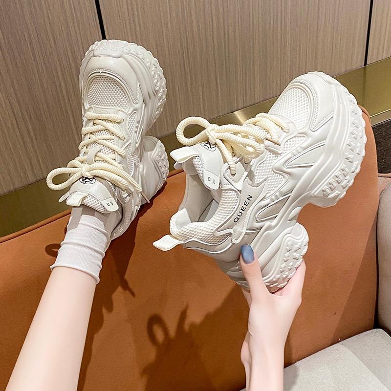 Fashion Summer Breathable Mesh Sneakers Thick Bottom Sports Shoes 2025 New Women Wedges Casual Chunky Shoes High Platform Sneakers
