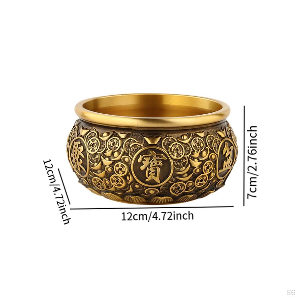 Chinese Treasure Bowl Cornucopia Brass Decorative Desktop Ornament, Table Centerpiece for Desk