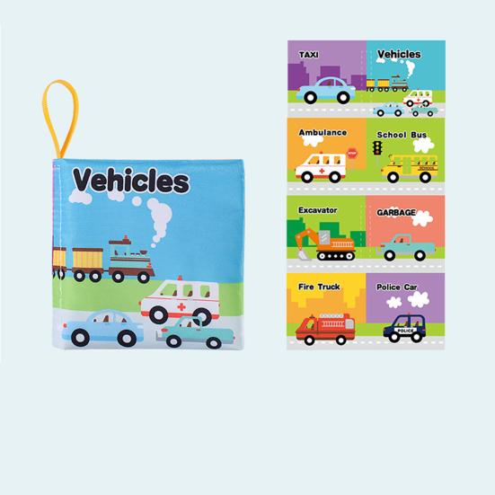 Детская тканевая книжка Встроенный звук Бумага Животные Цифры Фрукты Транспорт Красочные мультяшные принты Развивающая игрушка для развития мозга Сенсорная книга