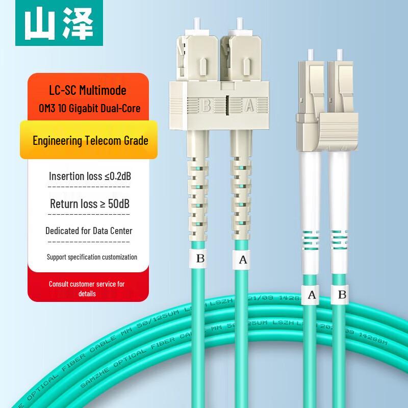 SAMZHE Armored LC-SC OM3 Multimode Fiber Optic Patch Cable