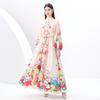 Весна-лето Женские однобортные длинные макси-платья для пляжа с поясом и принтом больших размеров