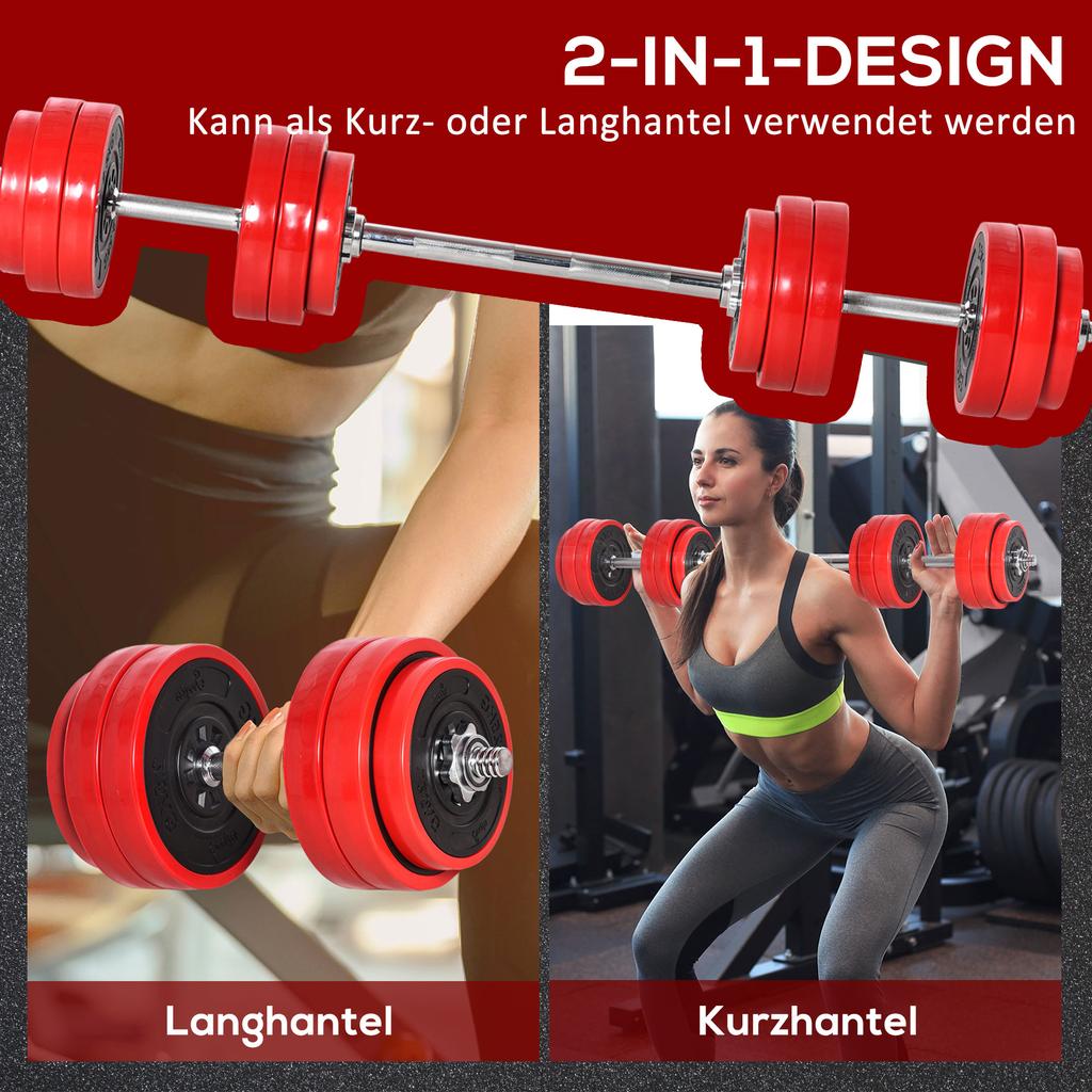 30KGS 2-In-1 Dumbbell & Barbell Adjustable Set Strength Muscle Exercise Fitness Plate Bar Clamp Rod Home Gym Sports Area