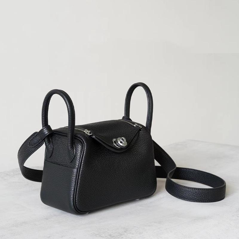 Half Wax Thread Lindi Bag Mini Top Layer Togo Cowhide Leather Single Shoulder Handbag Crossbody Women's Bag Doctor Bag Crossbody Bag
