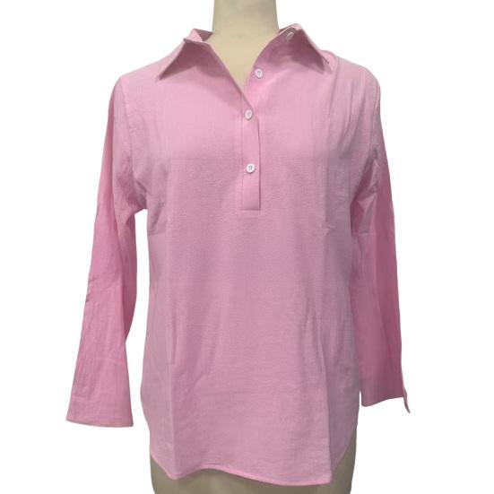 Женская рубашка с лацканами V-образный вырез 45720 рукав пуловер топы однотонный свободный крой