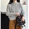 Simple Solid Color Sweater Women's Autumn and Winter Small Retro Gentle Lazy Wind Soft Waxy Twist Knitted Sweater