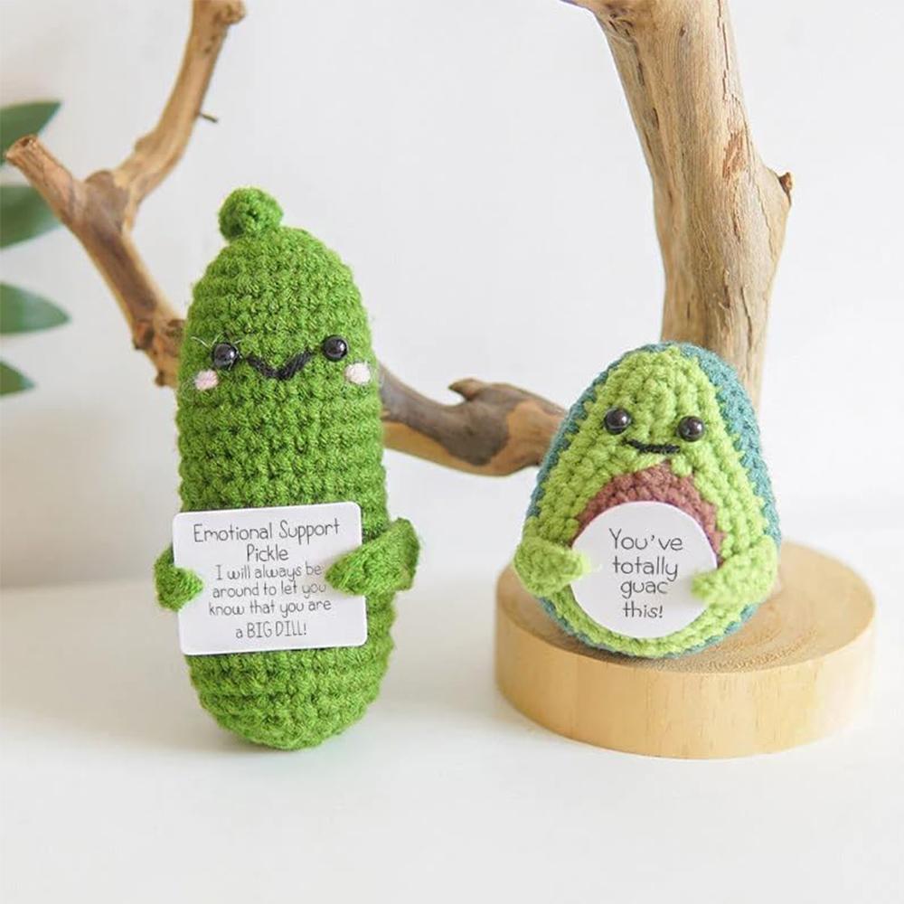 12 X 4cm Handmade Emotional Pickled Cucumber Doll with a Positive Card