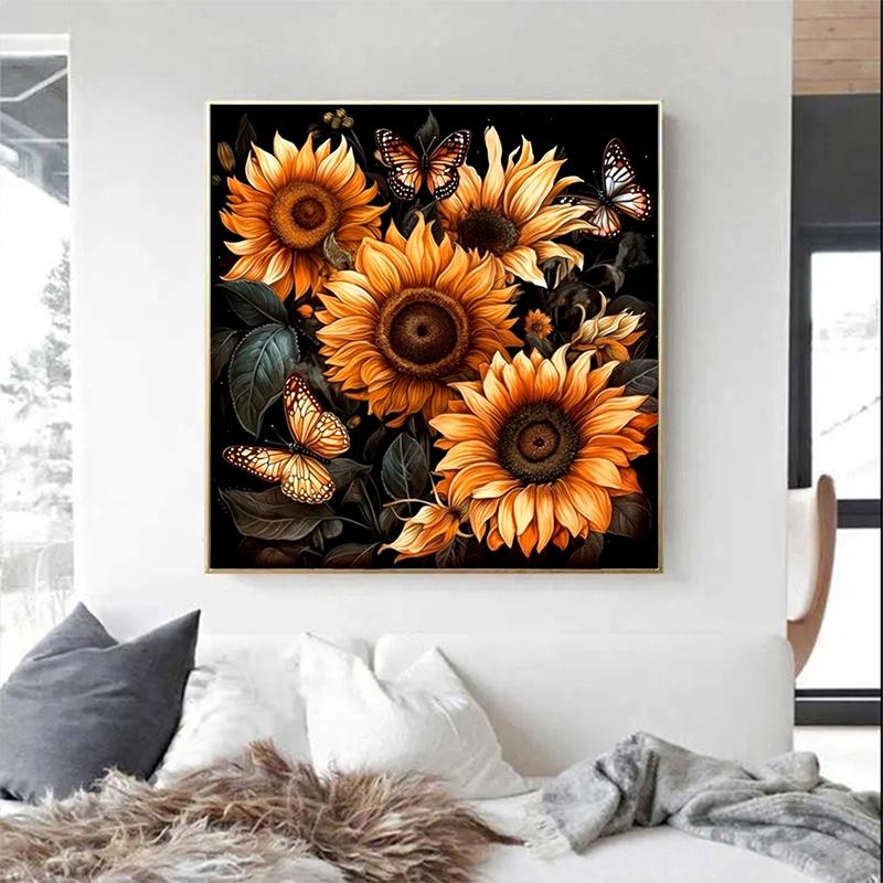 5d DIY Алмазная картина Вышивка крестом Подсолнухи Цветы Алмазная вышивка Мозаика Полная круглая дрель Домашний декор Искусство