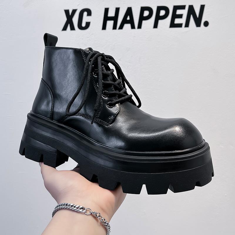 Martin boots thick-soled medium help black ins wind trend ruffian handsome couple leather boots street versatile boots 9133-A