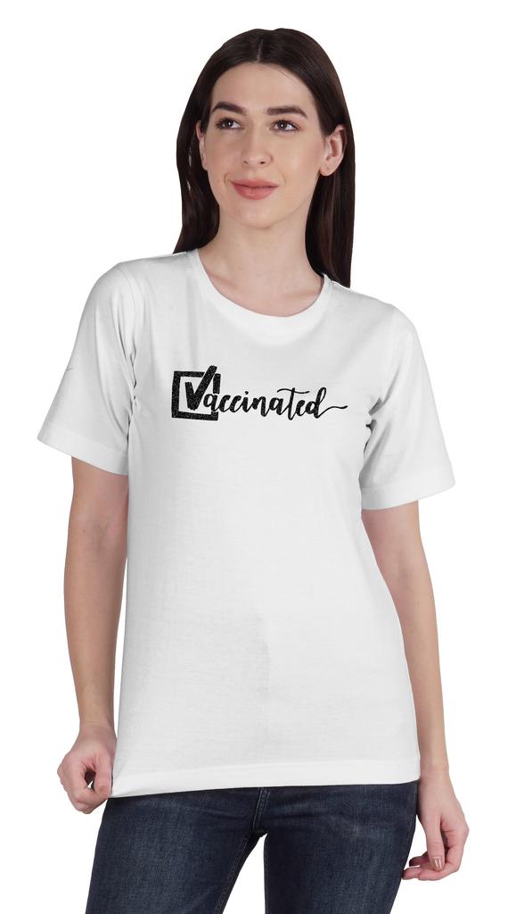 Inkmeso Футболка с круглым вырезом Vaccined Pro Vaccine, хлопковая футболка для женщин