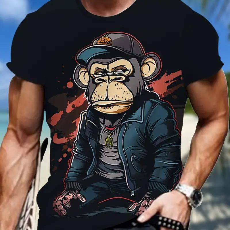 Удобная мужская футболка Gorilla Street Style с 3D принтом обезьяны, повседневные рубашки большого размера для мужчин, стильные крутые мужские топы в стиле хип-поп