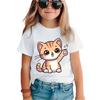 Cat Girl T-Shirt Short Sleeve Tees Girl Clothes Round Neck Top Fashion Junior Girls' Clothing Cute Outdoor Kids T-Shirts