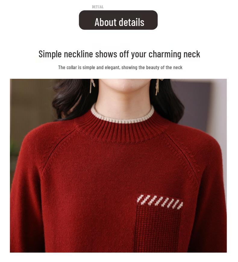 Fall/Winter 2026 Stylish Petite Wool Knit Sweater - Women's Thick Short Base Layer Top.