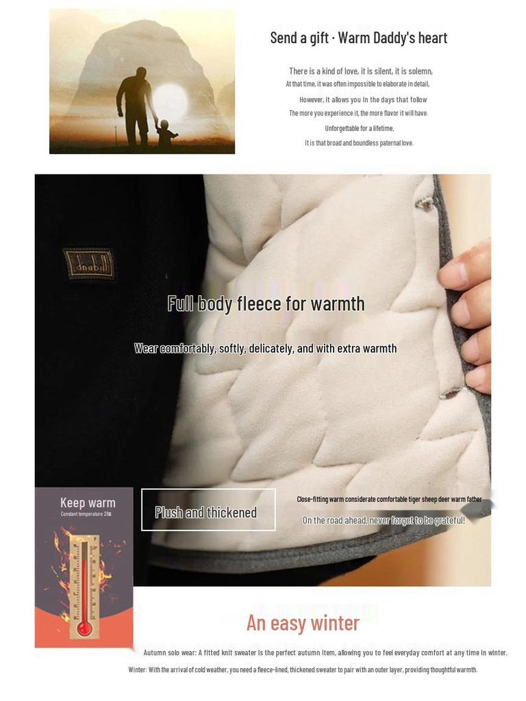 Мужской зимний бархатный стеганый жилет - Теплый, свободного кроя, с защитой плеч и шеи для людей среднего и пожилого возраста