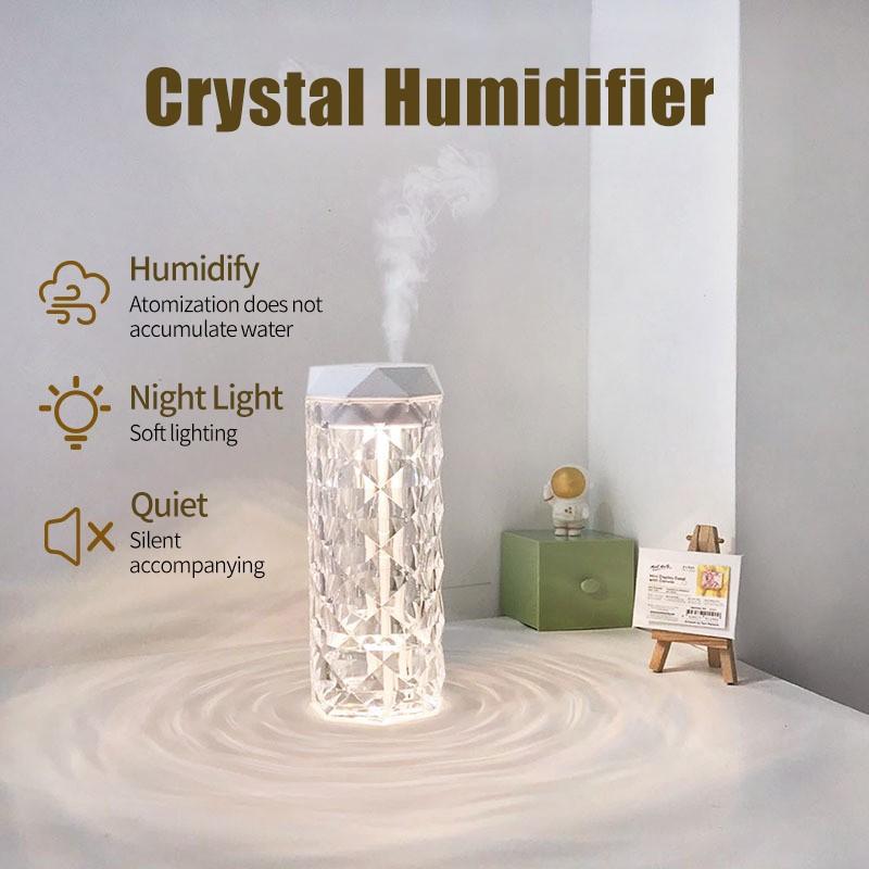 Настольный хрустальный увлажнитель на 1000 мл со светодиодной подсветкой. Зарядка через USB. Бесшумный генератор тумана. Автомобильные диффузоры большой емкости. Освежитель воздуха. Распылитель с ночниками.
