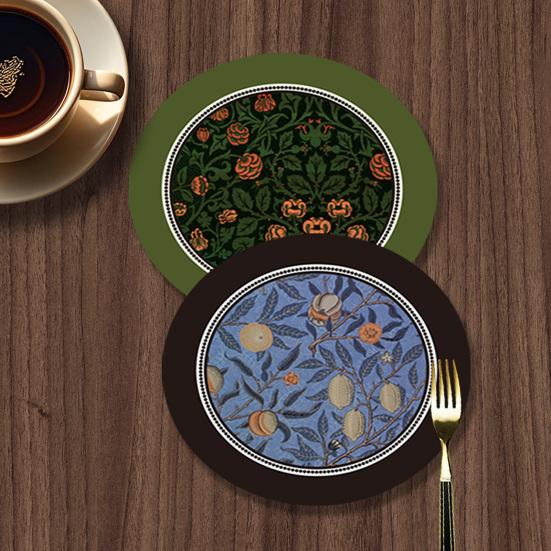 Винтажная впитывающая подставка под стакан с этническим цветочным узором из ткани, быстросохнущий диатомитовый коврик для горячих и холодных напитков