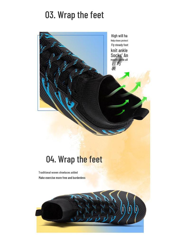 High-quality Anti-slip Breathable High-top Soccer Shoes for Adult Training & Competition