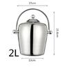 304 1,2 л/2 л ведро для льда из нержавеющей стали, портативное, с двойными стенками, изоляцией и крышкой, для отеля, шампанского, виски, напитков, пива