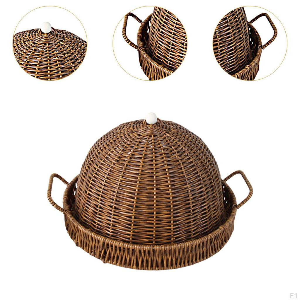 Woven Serving Tray, Fruit Basket, Platter, Food Storage Basket for Kitchen Outdoor Indoor