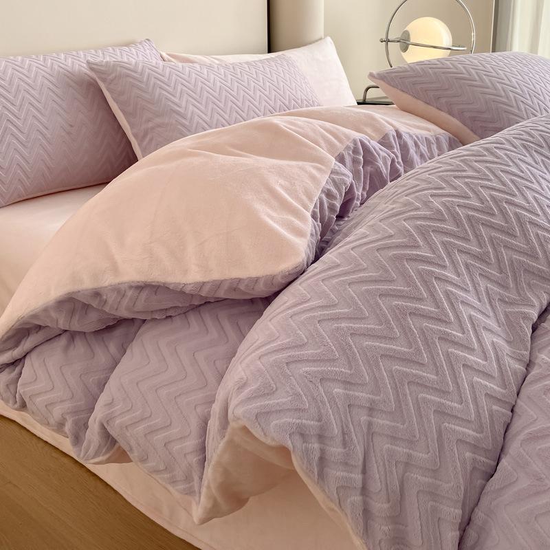 DoubleSided Thickened Milk Fleece Quilt Cover Single Piece Winter Quilt Single Dormitory 150X200X230 Coral Fleece Quilt Cover Fleece